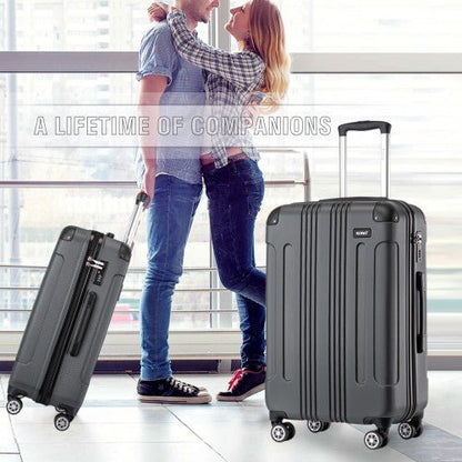 K1777 - 1L - Kono 19/24/28 Inch 3 Piece Set ABS Lightweight Compact Hard Shell Travel Luggage - Grey - Easy Luggage