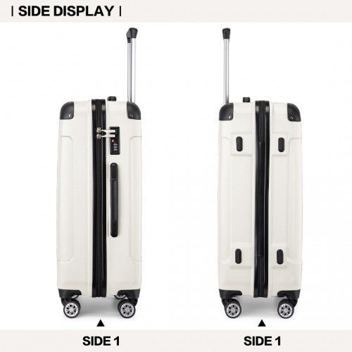K1777 - 1L - Kono 24 Inch ABS Lightweight Compact Hard Shell Travel Luggage For Extended Journeys - Beige - Easy Luggage