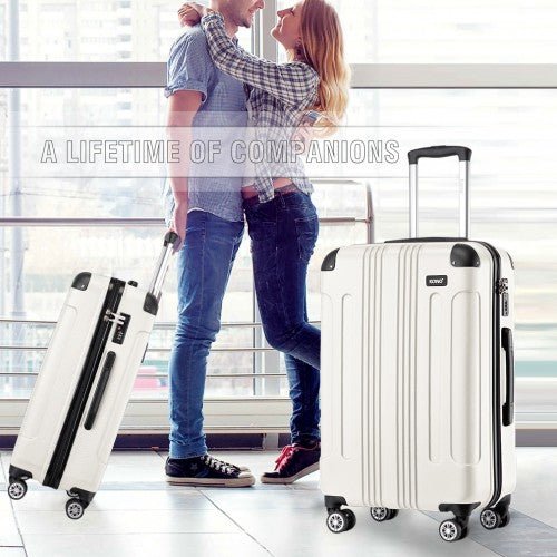 K1777 - 1L - Kono 24 Inch ABS Lightweight Compact Hard Shell Travel Luggage For Extended Journeys - Beige - Easy Luggage