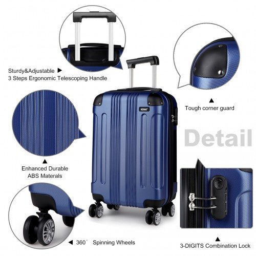 K1777L - Kono 19 Inch ABS Hard Shell Suitcase Luggage - Navy - Easy Luggage