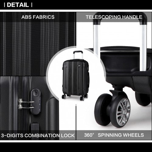 K1777L - Kono 24 Inch ABS Hard Shell Suitcase Luggage - Black - Easy Luggage