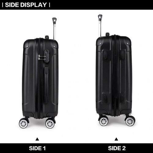 K1777L - Kono 24 Inch ABS Hard Shell Suitcase Luggage - Black - Easy Luggage