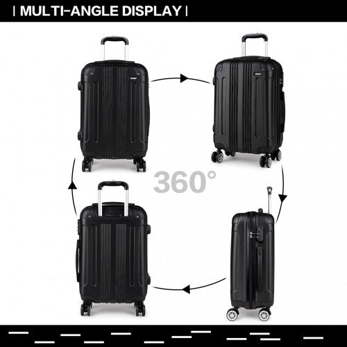 K1777L - Kono 24 Inch ABS Hard Shell Suitcase Luggage - Black - Easy Luggage