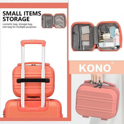 K1871 - 1L - Kono 12 Inch Lightweight Hard Shell ABS Vanity Case - Coral - Easy Luggage