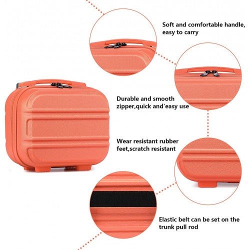 K1871 - 1L - Kono 12 Inch Lightweight Hard Shell ABS Vanity Case - Coral - Easy Luggage