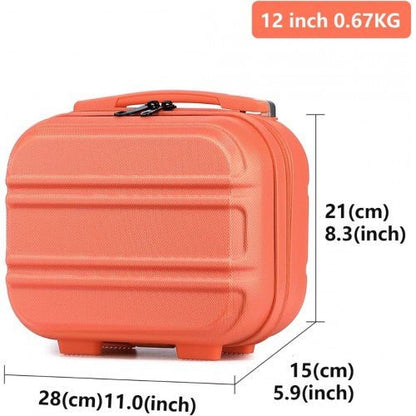 K1871 - 1L - Kono 12 Inch Lightweight Hard Shell ABS Vanity Case - Coral - Easy Luggage