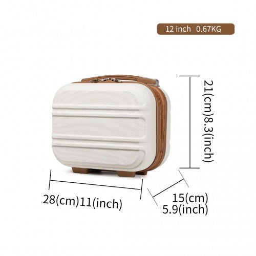 K1871 - 1L - Kono 12 Inch Lightweight Hard Shell ABS Vanity Case - Cream - Easy Luggage