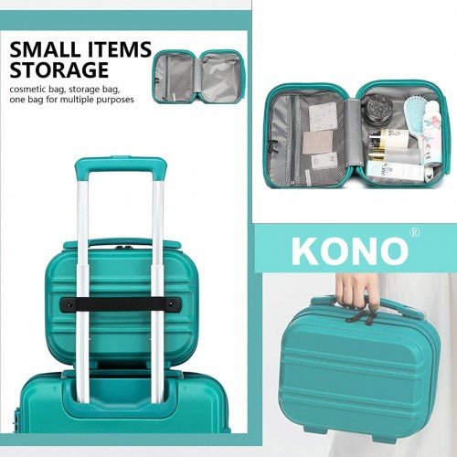 K1871 - 1L - Kono 12 Inch Lightweight Hard Shell ABS Vanity Case - Teal - Easy Luggage