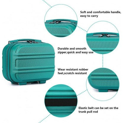 K1871 - 1L - Kono 12 Inch Lightweight Hard Shell ABS Vanity Case - Teal - Easy Luggage