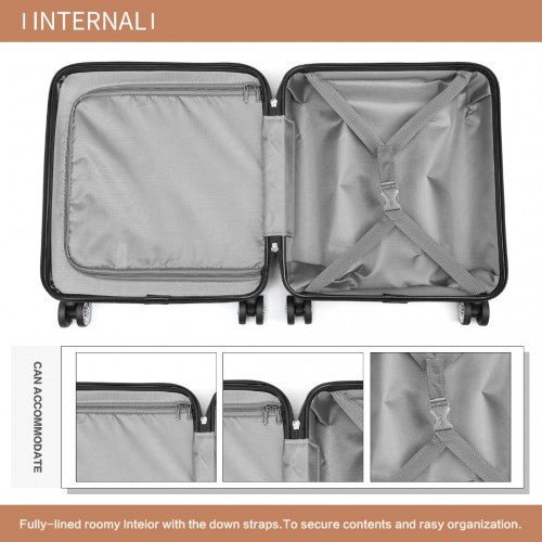 K1871 - 1L - Kono ABS 16 Inch Sculpted Horizontal Design Cabin Luggage - Cream - Easy Luggage