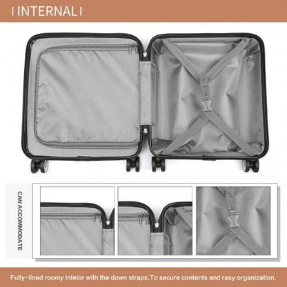 K1871 - 1L - Kono ABS 16 Inch Sculpted Horizontal Design Cabin Luggage - Cream - Easy Luggage