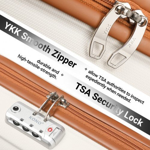 K1871 - 1L - Kono ABS 16 Inch Sculpted Horizontal Design Cabin Luggage - Cream - Easy Luggage