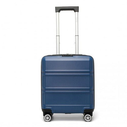 K1871 - 1L - Kono ABS 16 Inch Sculpted Horizontal Design Cabin Luggage - Navy - Easy Luggage