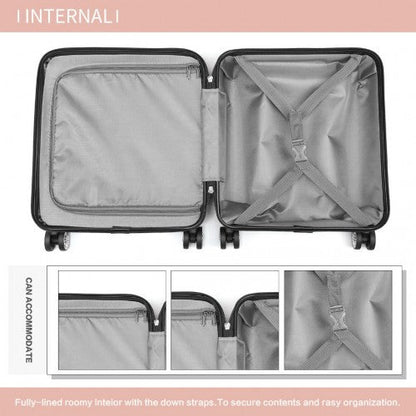 K1871 - 1L - Kono ABS 16 Inch Sculpted Horizontal Design Cabin Luggage - Nude - Easy Luggage