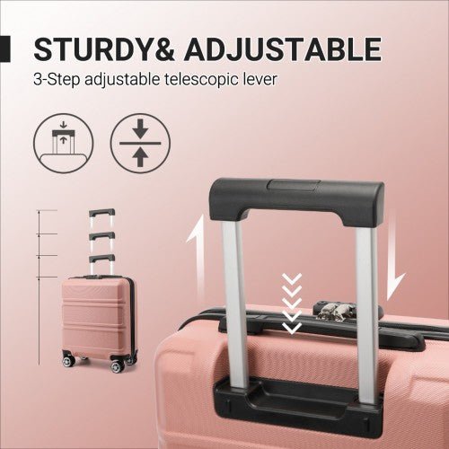 K1871 - 1L - Kono ABS 16 Inch Sculpted Horizontal Design Cabin Luggage - Nude - Easy Luggage