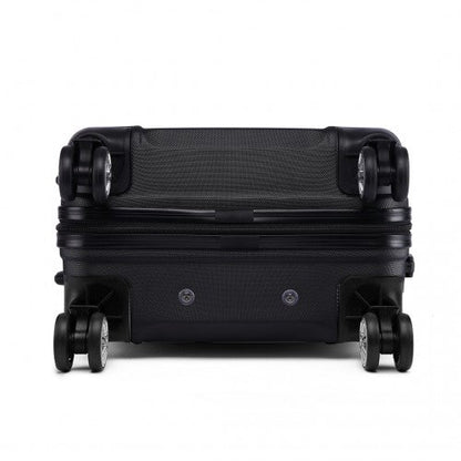 K1871 - 1L - Kono ABS 20 Inch Sculpted Horizontal Design Cabin Luggage - Black - Easy Luggage