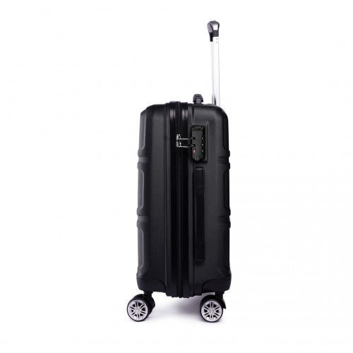 K1871 - 1L - Kono ABS 20 Inch Sculpted Horizontal Design Cabin Luggage - Black - Easy Luggage