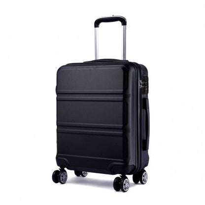 K1871 - 1L - Kono ABS 20 Inch Sculpted Horizontal Design Cabin Luggage - Black - Easy Luggage