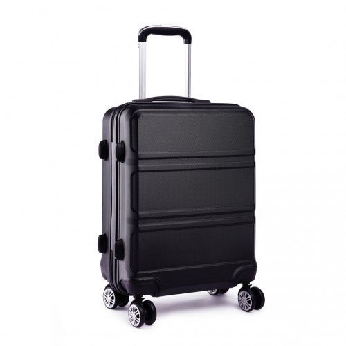 K1871 - 1L - Kono ABS 20 Inch Sculpted Horizontal Design Cabin Luggage - Black - Easy Luggage