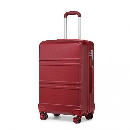 K1871 - 1L - Kono ABS 20 Inch Sculpted Horizontal Design Cabin Luggage - Burgundy - Easy Luggage