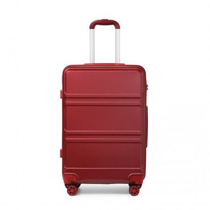 K1871 - 1L - Kono ABS 20 Inch Sculpted Horizontal Design Cabin Luggage - Burgundy - Easy Luggage