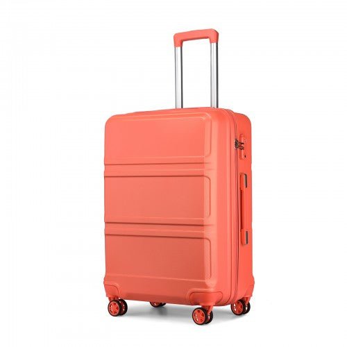 K1871 - 1L - Kono ABS 20 Inch Sculpted Horizontal Design Cabin Luggage - Coral - Easy Luggage