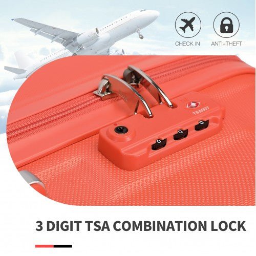 K1871 - 1L - Kono ABS 20 Inch Sculpted Horizontal Design Cabin Luggage - Coral - Easy Luggage