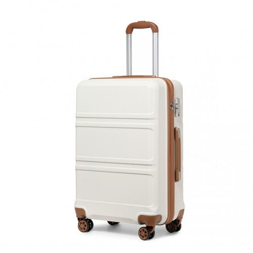K1871 - 1L - Kono ABS 20 Inch Sculpted Horizontal Design Cabin Luggage - Cream - Easy Luggage