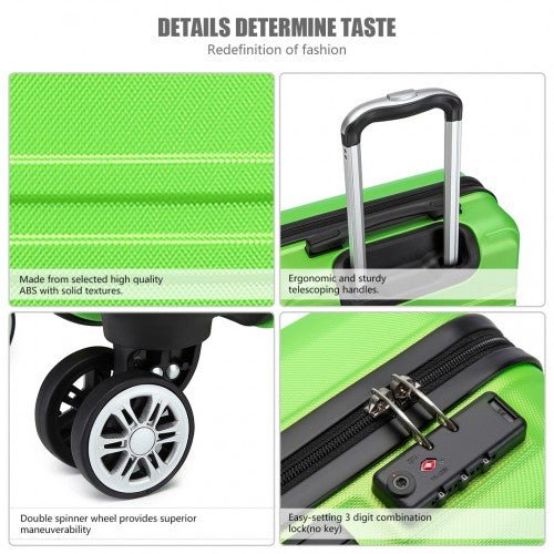 K1871 - 1L - Kono ABS 20 Inch Sculpted Horizontal Design Cabin Luggage - Green - Easy Luggage