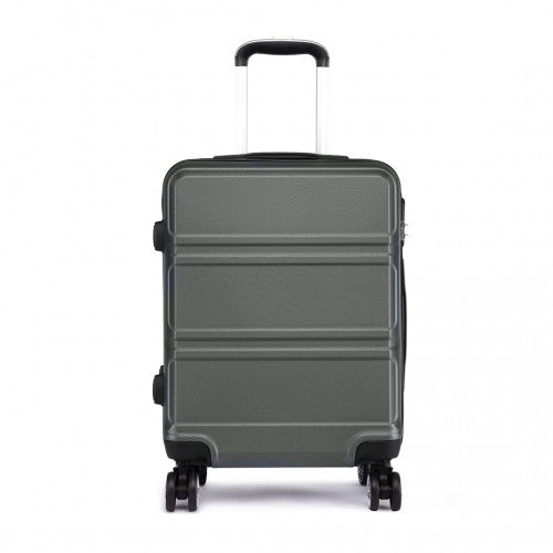 K1871 - 1L - Kono ABS 20 Inch Sculpted Horizontal Design Cabin Luggage - Grey - Easy Luggage