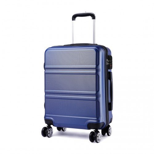 K1871 - 1L - Kono ABS 20 Inch Sculpted Horizontal Design Cabin Luggage - Navy Blue - Easy Luggage