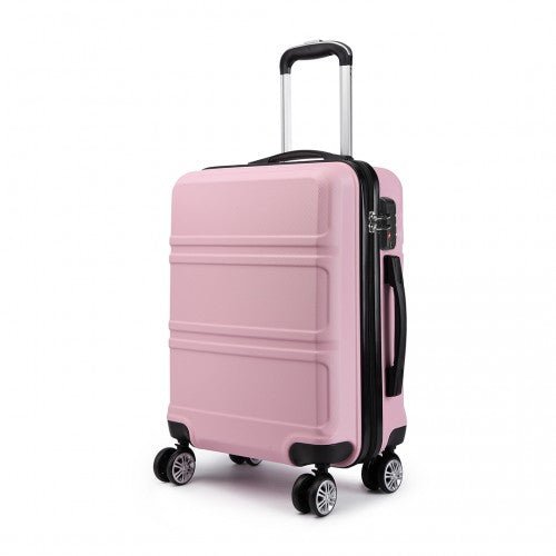 K1871 - 1L - Kono ABS 20 Inch Sculpted Horizontal Design Cabin Luggage - Pink - Easy Luggage