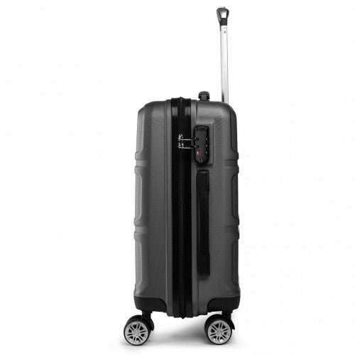 K1871 - 1L - Kono ABS 24 Inch Sculpted Horizontal Design Suitcase - Grey - Easy Luggage