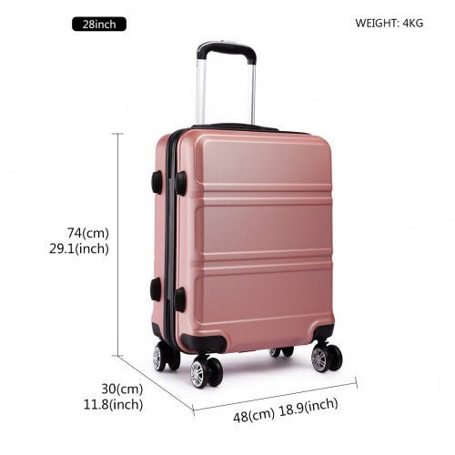 K1871 - 1L - Kono ABS 28 Inch Sculpted Horizontal Design Suitcase - Nude - Easy Luggage