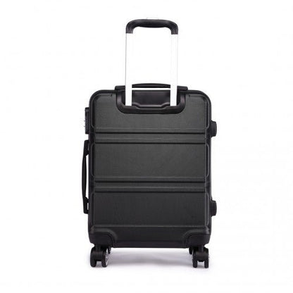 K1871 - 1L - Kono ABS Sculpted Horizontal Design 3 Piece Suitcase Set - Black - Easy Luggage