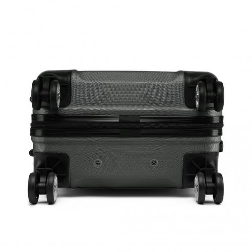 K1871 - 1L - Kono ABS Sculpted Horizontal Design 3 Piece Suitcase Set - Grey - Easy Luggage