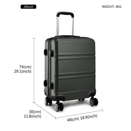 K1871 - 1L - Kono ABS Sculpted Horizontal Design 3 Piece Suitcase Set - Grey - Easy Luggage