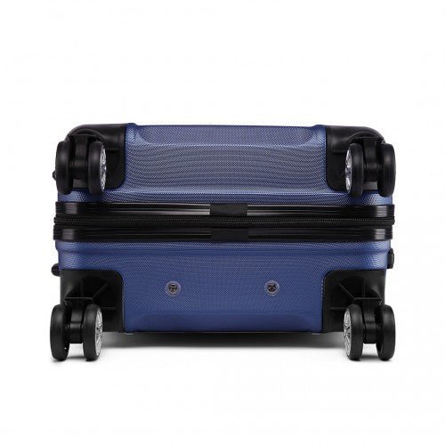 K1871 - 1L - Kono ABS Sculpted Horizontal Design 3 Piece Suitcase Set - Navy Blue - Easy Luggage