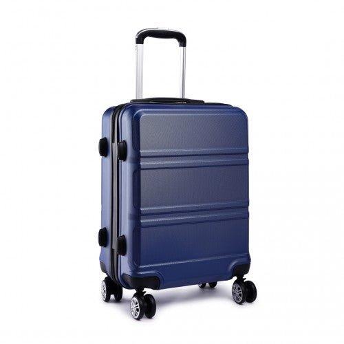 K1871 - 1L - Kono ABS Sculpted Horizontal Design 3 Piece Suitcase Set - Navy Blue - Easy Luggage