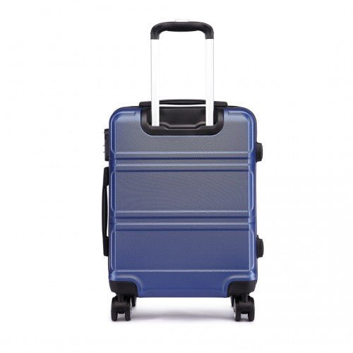 K1871 - 1L - Kono ABS Sculpted Horizontal Design 3 Piece Suitcase Set - Navy Blue - Easy Luggage