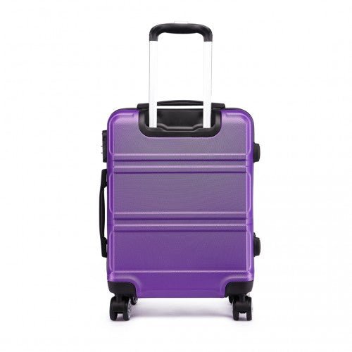 K1871 - 1L - Kono ABS Sculpted Horizontal Design 3 Piece Suitcase Set - Purple - Easy Luggage