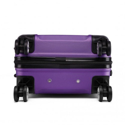 K1871 - 1L - Kono ABS Sculpted Horizontal Design 3 Piece Suitcase Set - Purple - Easy Luggage