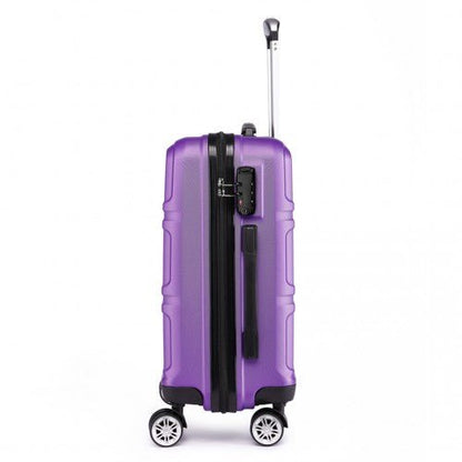 K1871 - 1L - Kono ABS Sculpted Horizontal Design 3 Piece Suitcase Set - Purple - Easy Luggage