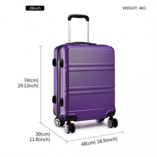 K1871 - 1L - Kono ABS Sculpted Horizontal Design 3 Piece Suitcase Set - Purple - Easy Luggage