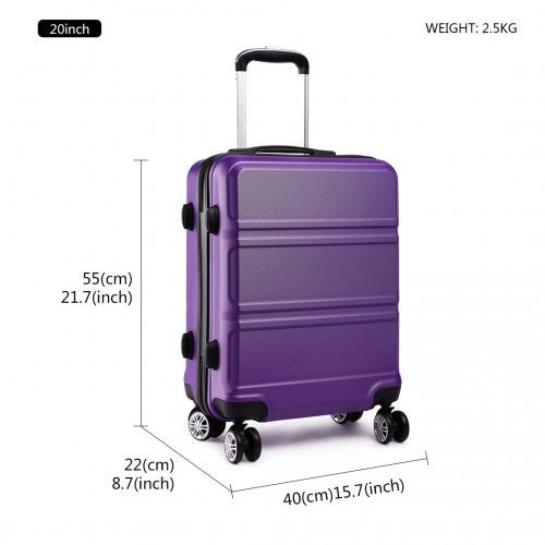 K1871 - 1L - Kono ABS Sculpted Horizontal Design 3 Piece Suitcase Set - Purple - Easy Luggage