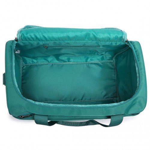 K1871 - 1L+EA2321 - Kono ABS 20 Inch Sculpted Horizontal Design 2 Piece Suitcase Set With Cabin Bag - Teal - Easy Luggage