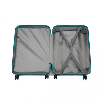 K1871 - 1L+EA2321 - Kono ABS 20 Inch Sculpted Horizontal Design 2 Piece Suitcase Set With Cabin Bag - Teal - Easy Luggage