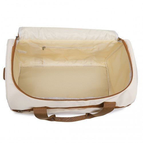 K1871 - 1L+EA2321 - Kono ABS 28 Inch Sculpted Horizontal Design 2 Piece Suitcase Set With Cabin Bag - Cream - Easy Luggage