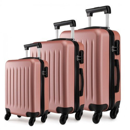 K1872L - Kono 19 - 24 - 28 Inch ABS Hard Shell Luggage 4 Wheel Spinner Suitcase Set - Nude - Easy Luggage
