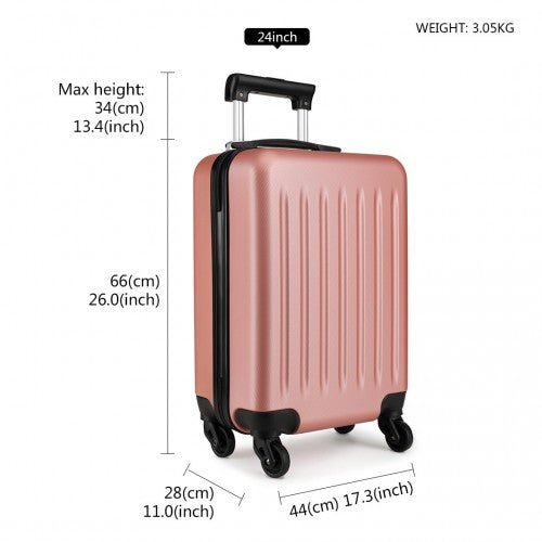 K1872L - Kono 19 - 24 - 28 Inch ABS Hard Shell Luggage 4 Wheel Spinner Suitcase Set - Nude - Easy Luggage